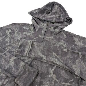 Lululemon Womens 12 Grey Camo Jacquard Half Zip Hooded Running Pullover